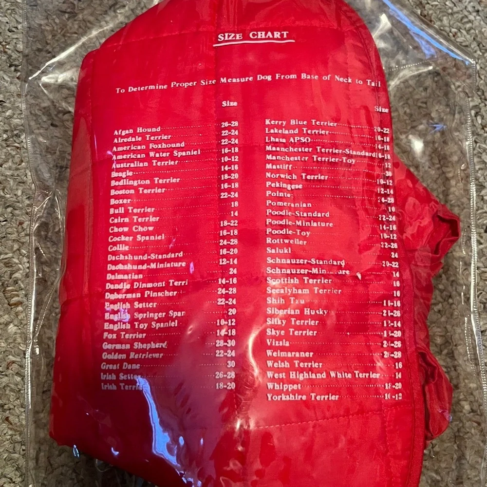 Red Quilted Dog Jacket Parka with attached hood Sz 16